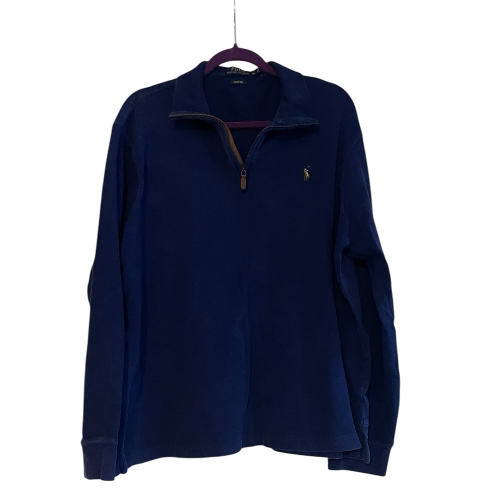 Polo Ralph Lauren XL Blue Quarter Zip Pullover Sweater Estate Rib